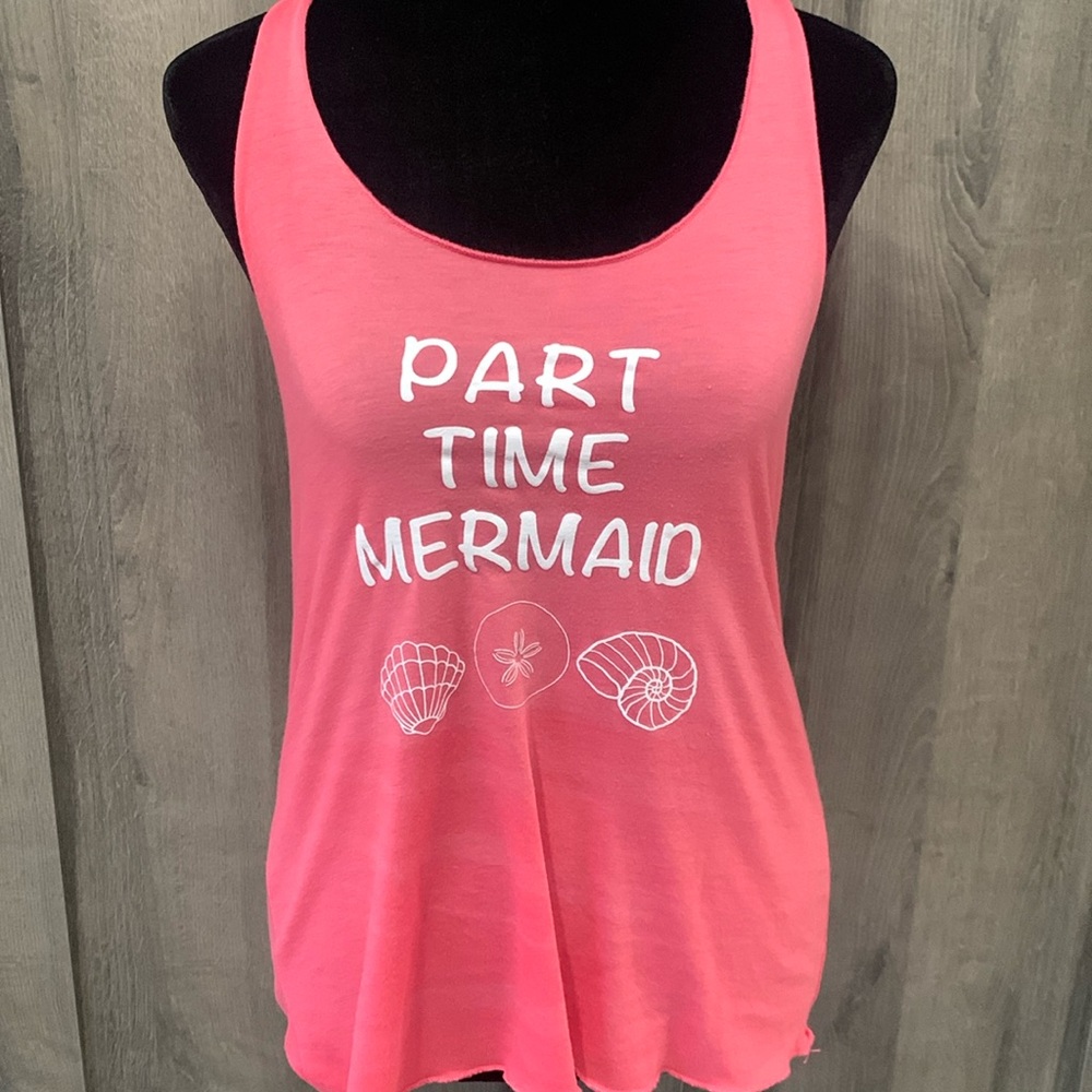 The Mermaid Store Coral Pink Part Time Mermaid Tank Top Women's Size Small